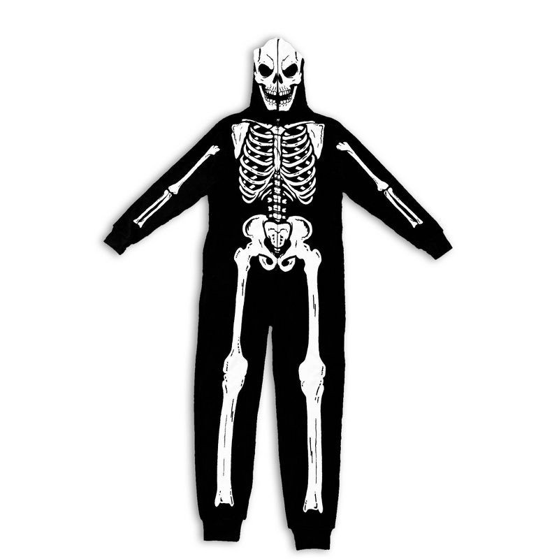 slide 1 of 5, Mad Engine Men's Skeleton Union Suit - Black S, 1 ct