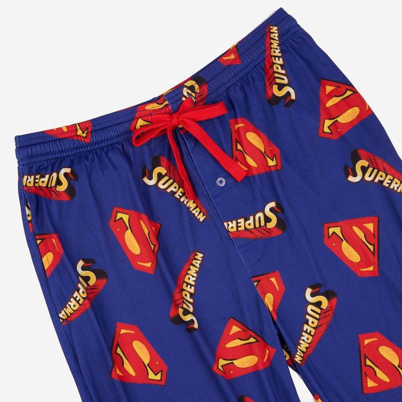 slide 3 of 3, Men's Superman Pajama Pants - Blue S, 1 ct