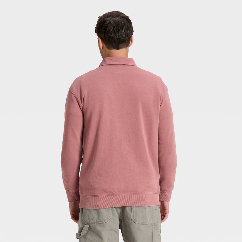 slide 2 of 3, Men's Vintage 1/4 Zip Sweatshirt - Goodfellow & Co™ Berry Pink L, 1 ct