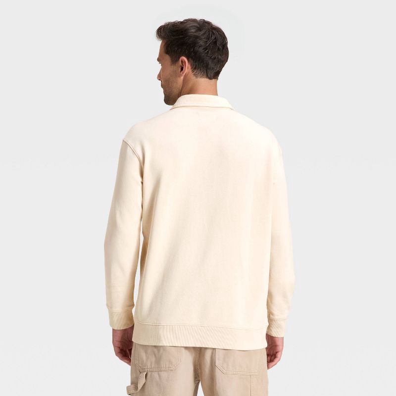 slide 2 of 3, Men's Vintage 1/4 Zip Sweatshirt - Goodfellow & Co™ Off-White XL, 1 ct