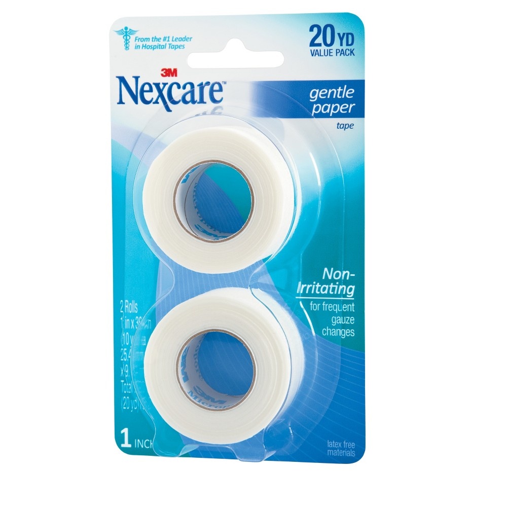 slide 3 of 3, Nexcare Gentle Paper First Aid Tape White 1 In X 10 Yds, 2 ct