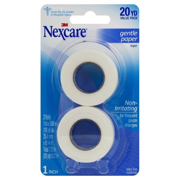 slide 1 of 3, Nexcare Gentle Paper First Aid Tape White 1 In X 10 Yds, 2 ct