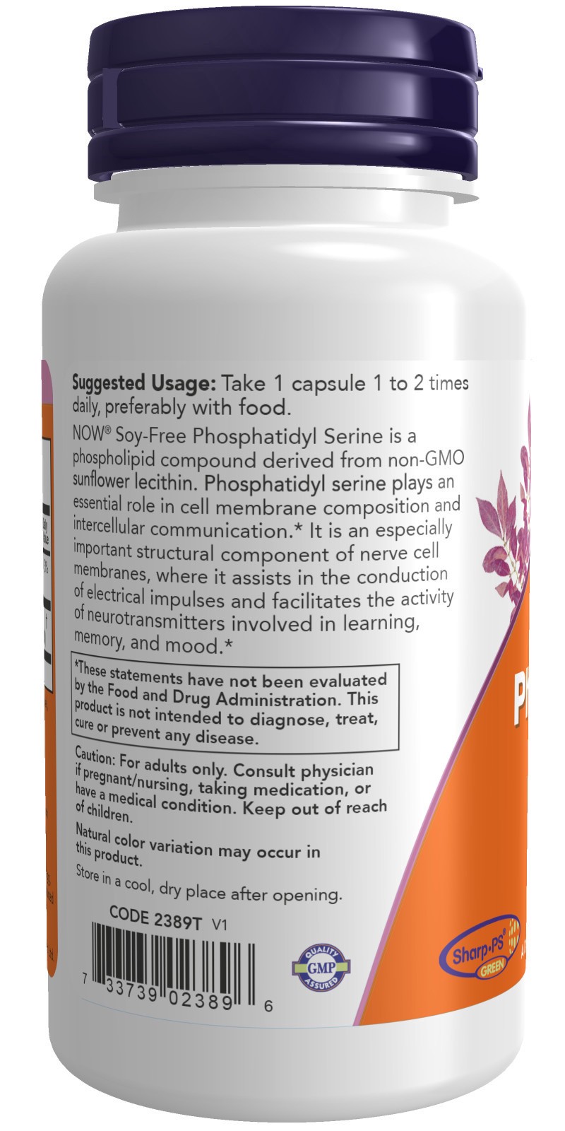 slide 4 of 4, NOW 150 mg Soy-Free Phosphatidyl Serine 60 Veg Capsules, 60 ct