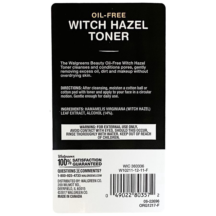slide 4 of 4, Walgreens Oil-Free Witch Hazel Toner, 16 fl oz