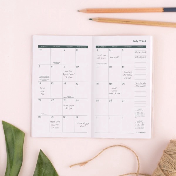 slide 7 of 9, 2024-2026 Cambridge Haven 2-Year Monthly Academic Planner, 3-1/2"" X 6"", Floral, July 2024 To June 2026, 1714-021A, 1 ct