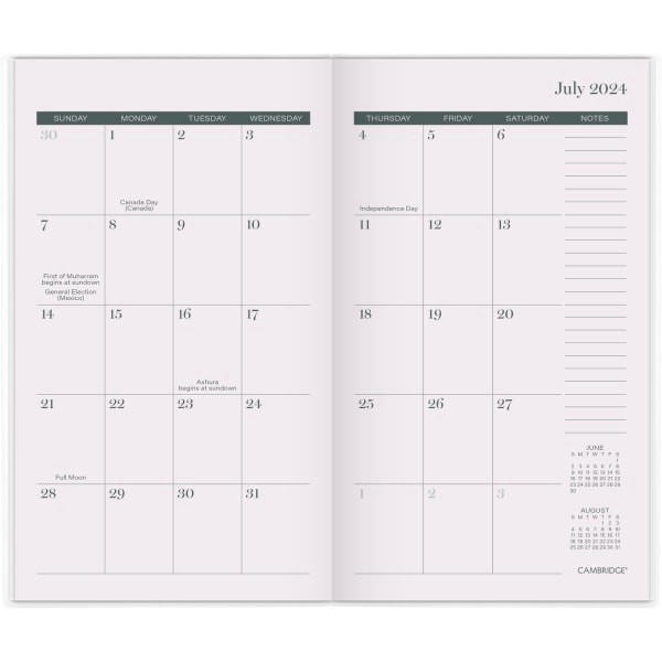 slide 5 of 9, 2024-2026 Cambridge Haven 2-Year Monthly Academic Planner, 3-1/2"" X 6"", Floral, July 2024 To June 2026, 1714-021A, 1 ct