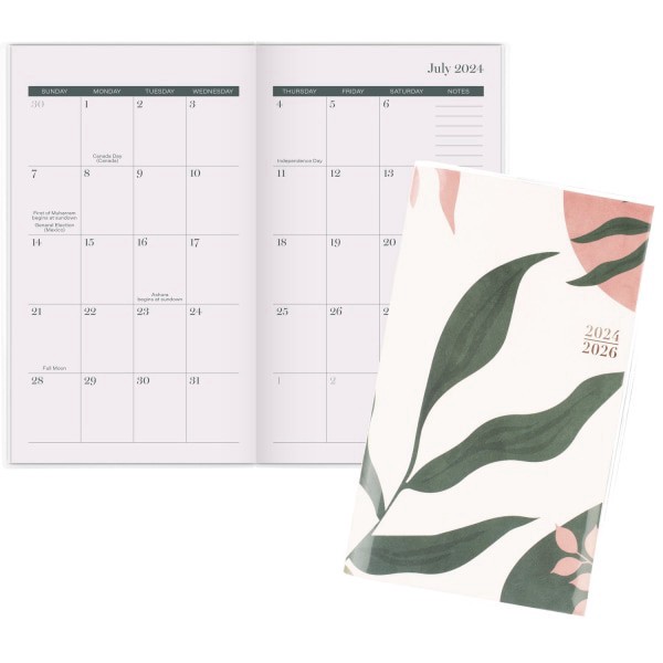 slide 3 of 9, 2024-2026 Cambridge Haven 2-Year Monthly Academic Planner, 3-1/2"" X 6"", Floral, July 2024 To June 2026, 1714-021A, 1 ct