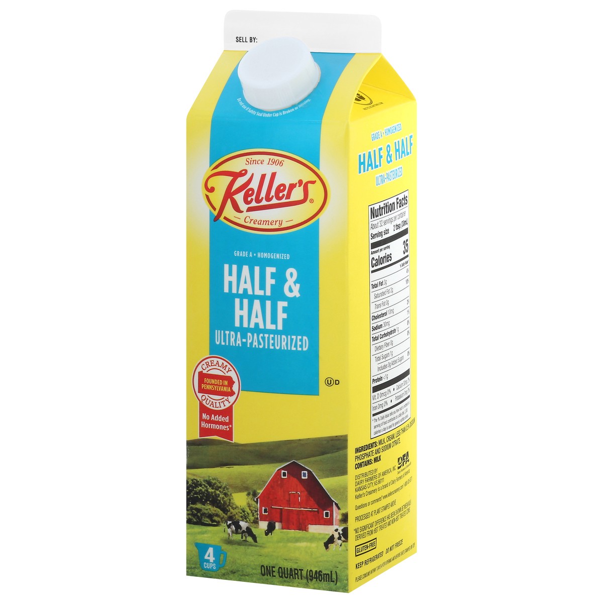 slide 7 of 13, Keller's Ultra-Pasteurized Half & Half 1 qt, 32 fl oz