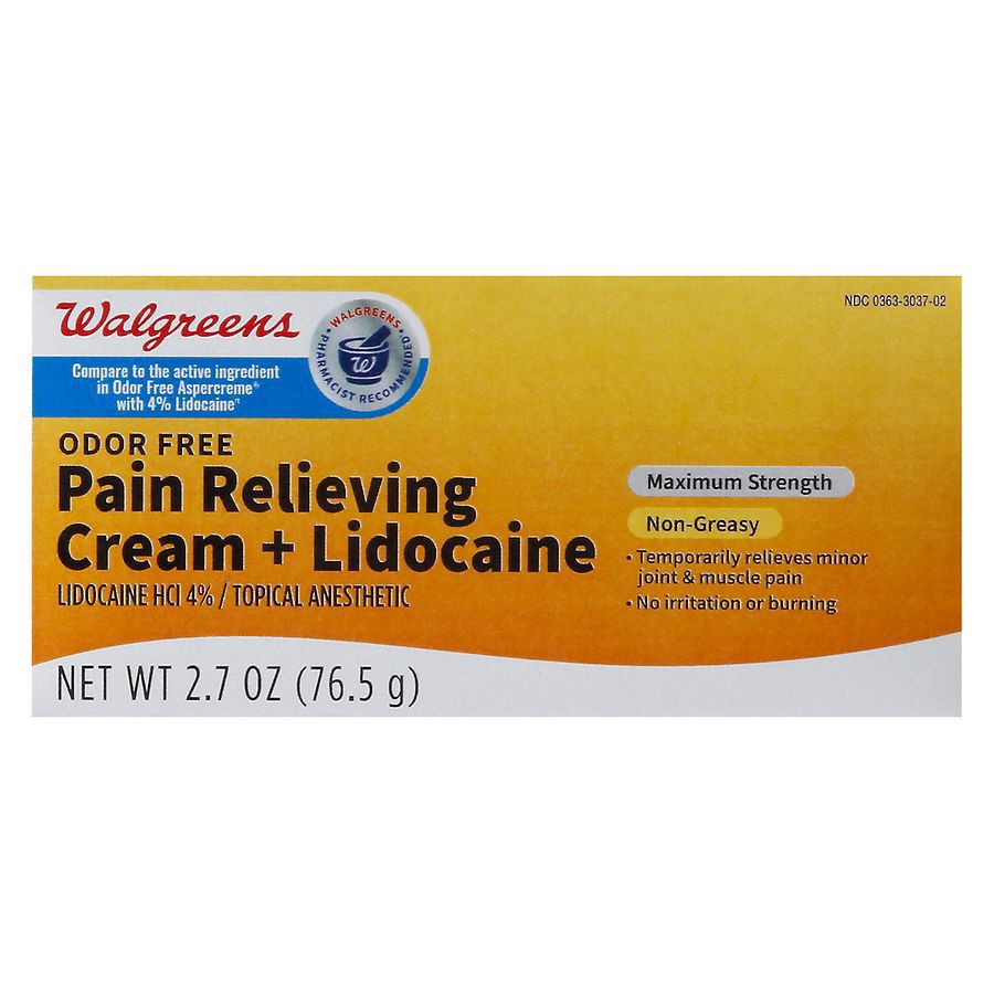 slide 3 of 5, Walgreens Pain Relieving Cream + Lidocaine, 2.7 oz