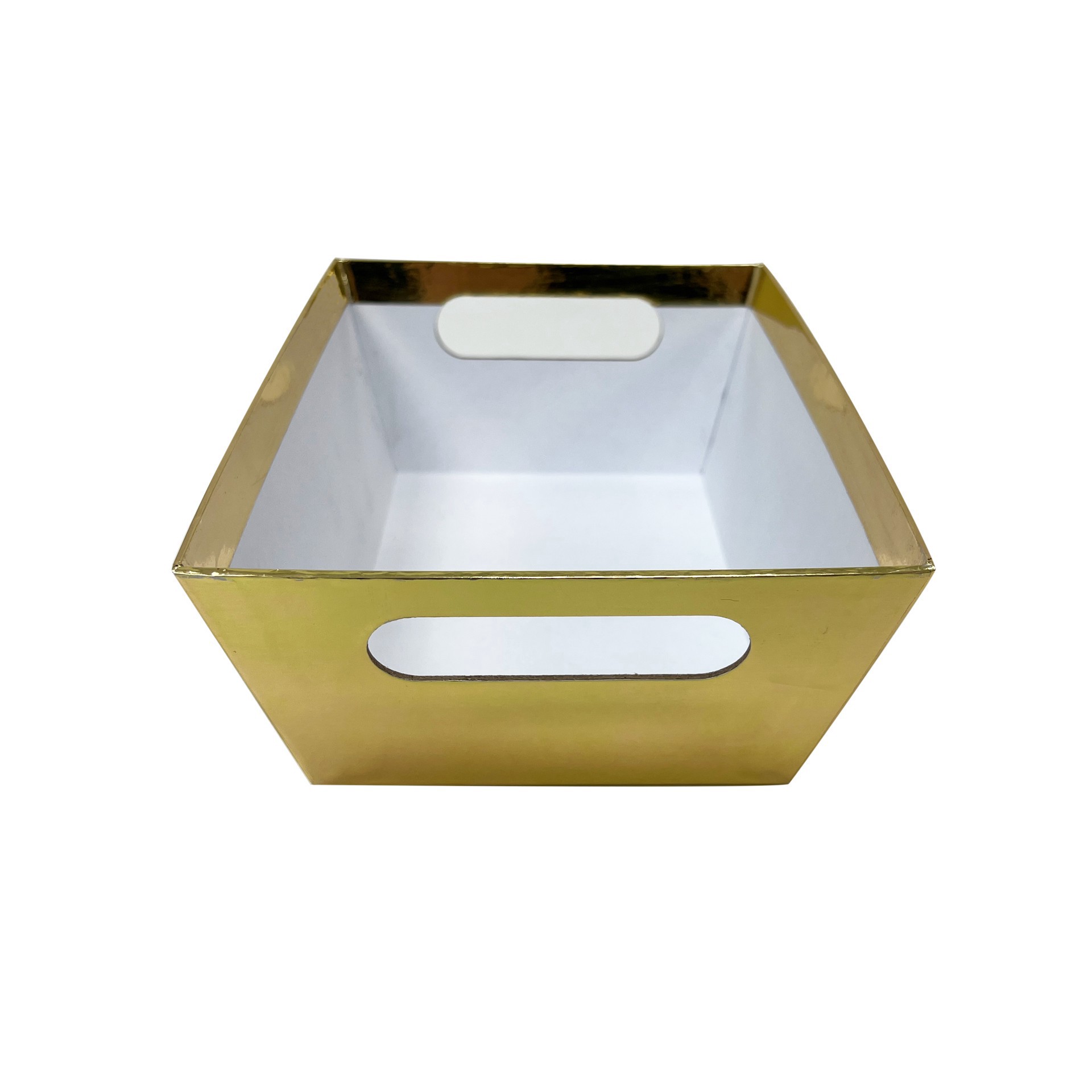 slide 2 of 4, 9" Gold Paperboard Gift Basket By Celebrate It, 9 in x 7 in x 4 in