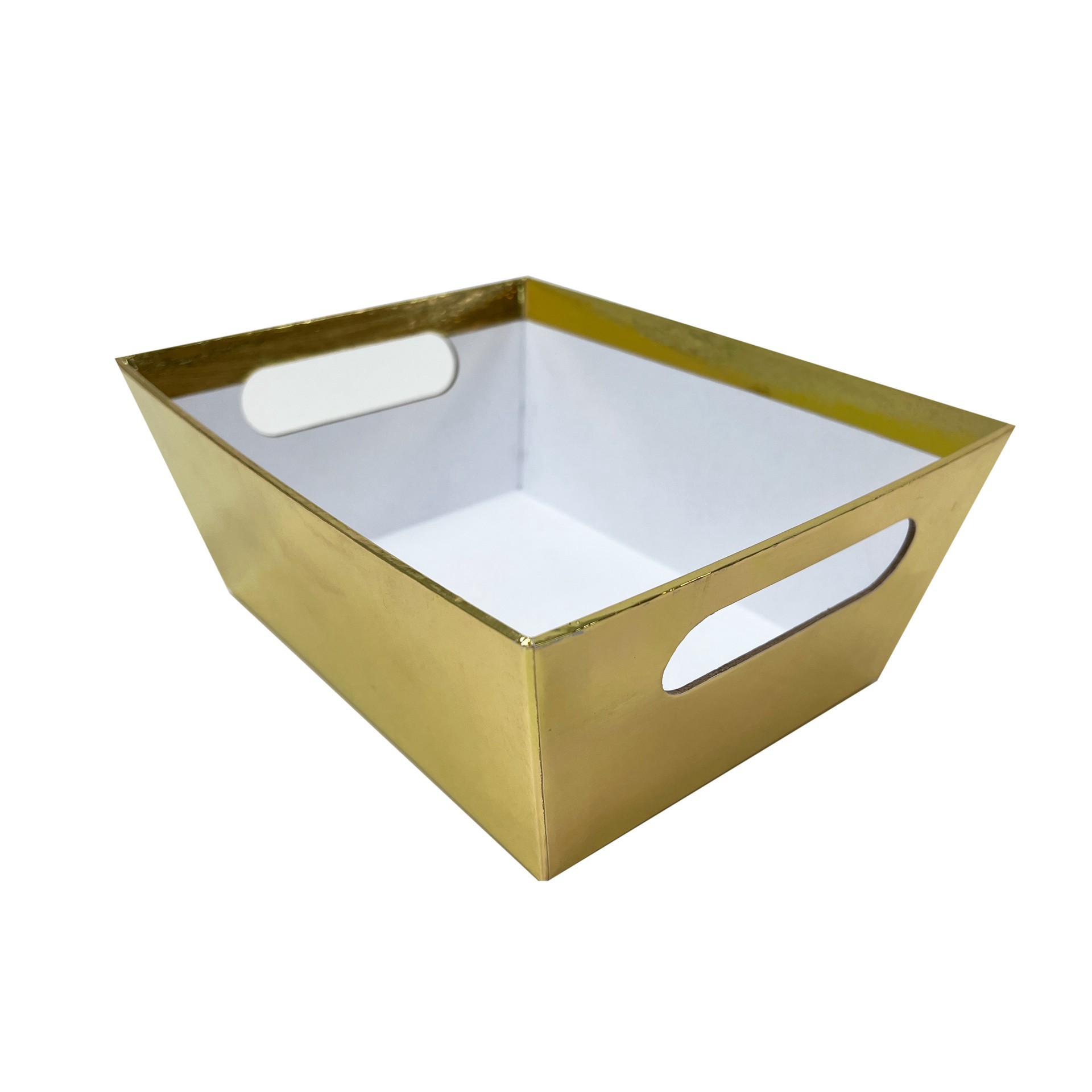 slide 3 of 4, 9" Gold Paperboard Gift Basket By Celebrate It, 9 in x 7 in x 4 in