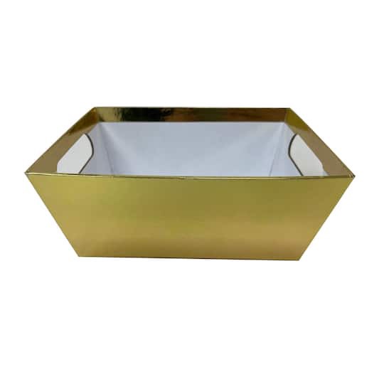 slide 1 of 4, 9" Gold Paperboard Gift Basket By Celebrate It, 9 in x 7 in x 4 in