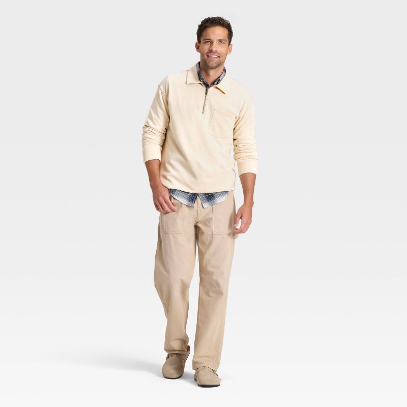 slide 3 of 3, Men's Vintage 1/4 Zip Sweatshirt - Goodfellow & Co™ Off-White XXL, 1 ct