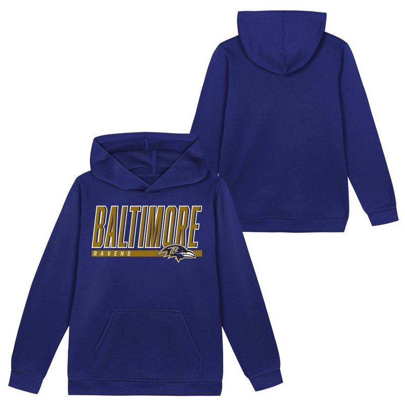 slide 1 of 3, NFL Baltimore Ravens Boys' Performance Hooded Sweatshirt - L, 1 ct
