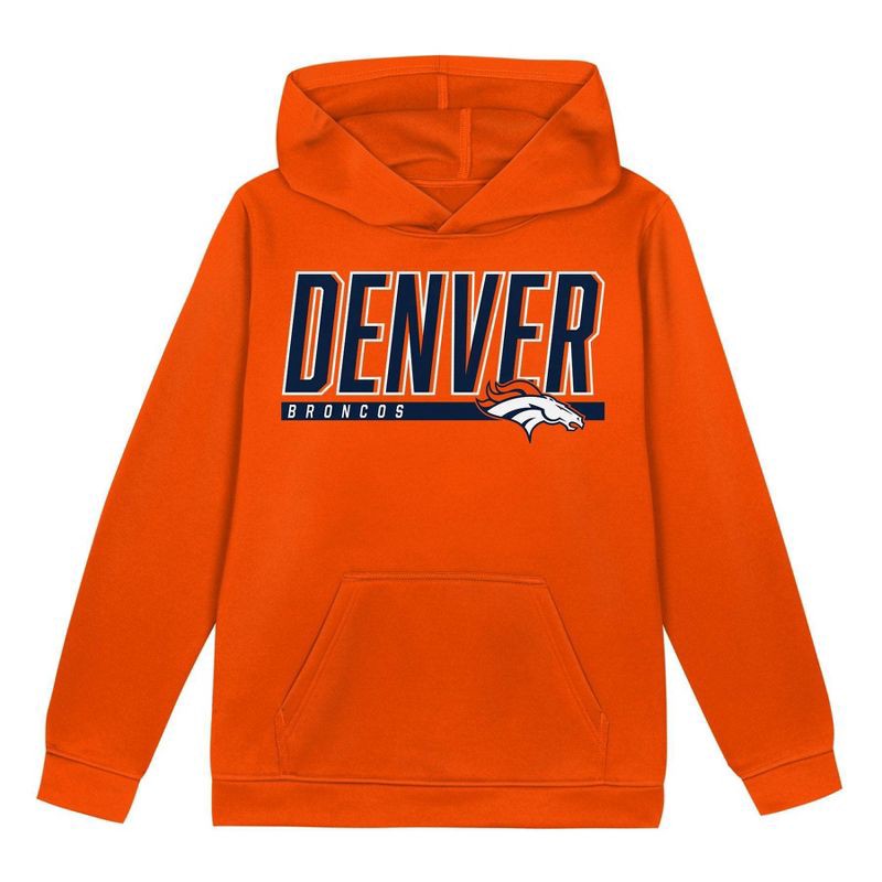 slide 2 of 3, NFL Denver Broncos Boys' Performance Hooded Sweatshirt - XL, 1 ct