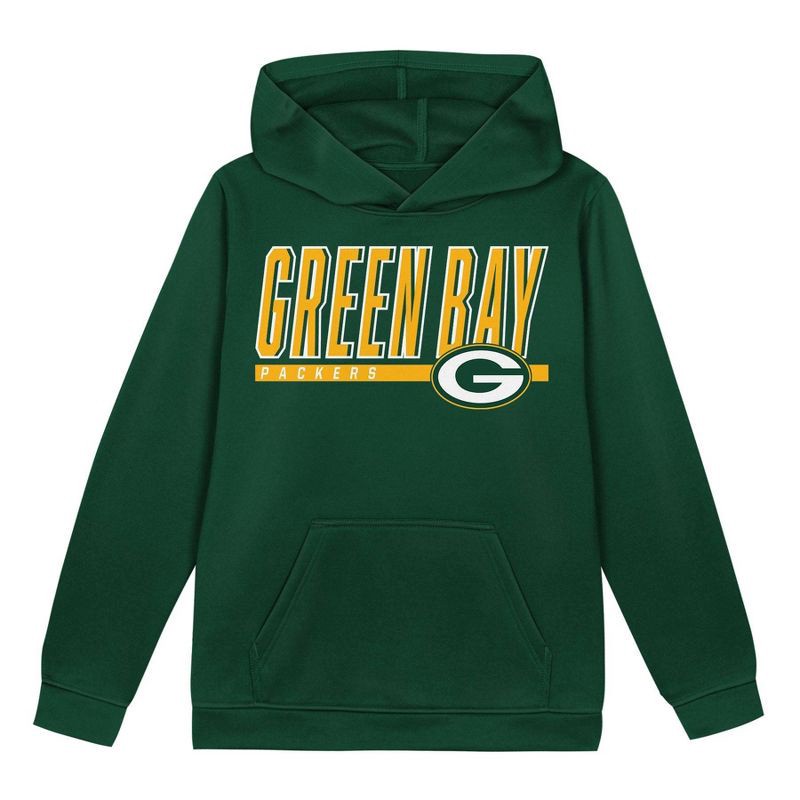 slide 2 of 3, NFL Green Bay Packers Boys' Performance Hooded Sweatshirt - M, 1 ct