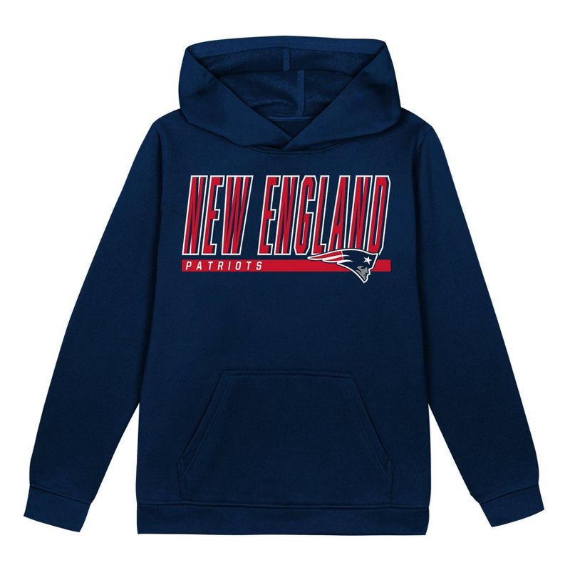 slide 2 of 3, NFL New England Patriots Boys' Performance Hooded Sweatshirt - M, 1 ct