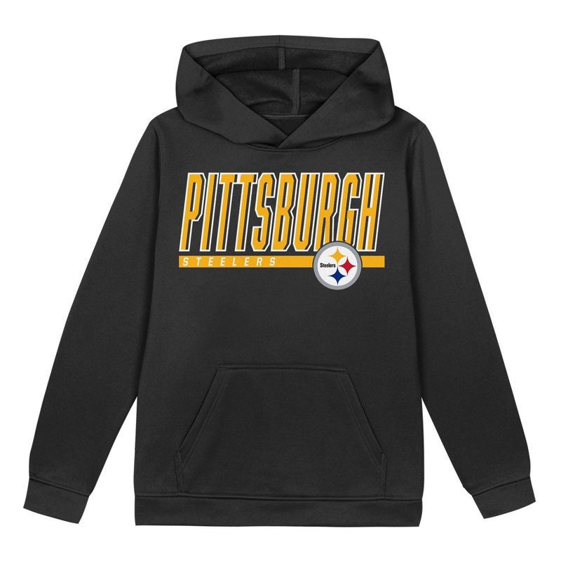 slide 2 of 3, NFL Pittsburgh Steelers Boys' Performance Hooded Sweatshirt - M, 1 ct