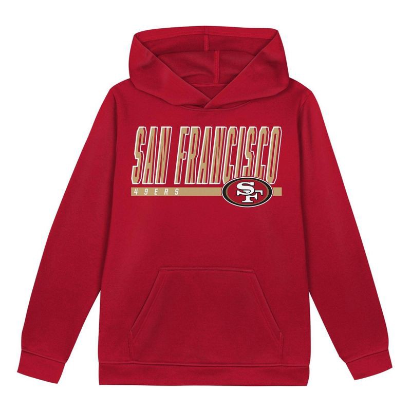 slide 2 of 3, NFL San Francisco 49ers Boys' Performance Hooded Sweatshirt - L, 1 ct