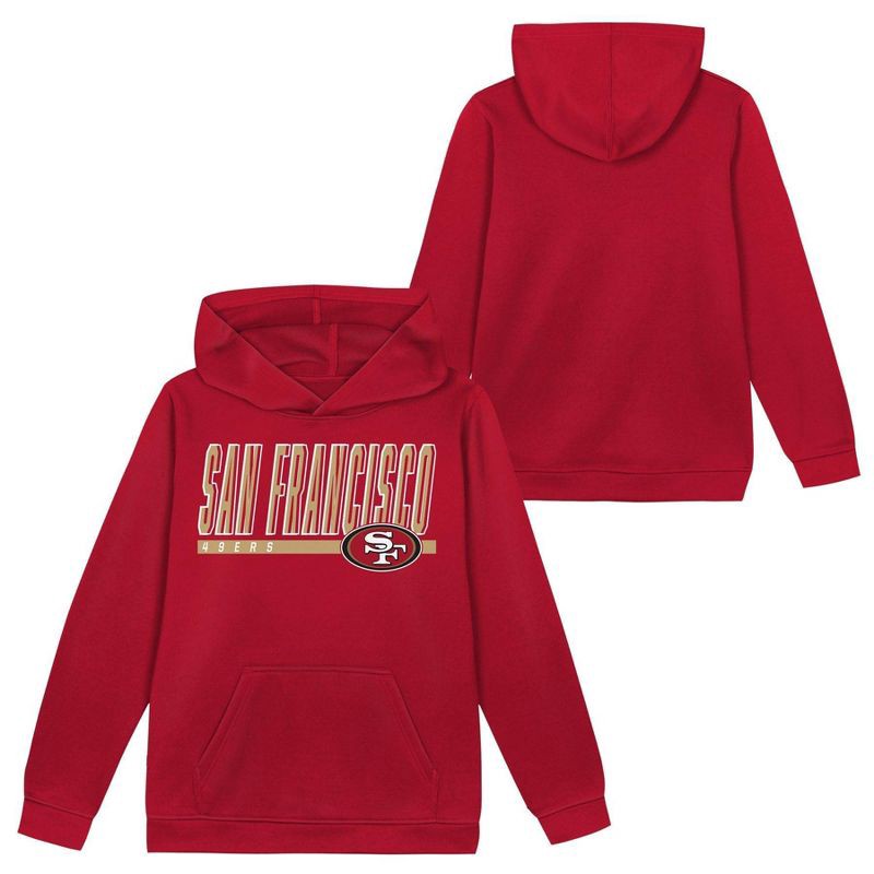 slide 1 of 3, NFL San Francisco 49ers Boys' Performance Hooded Sweatshirt - XL, 1 ct