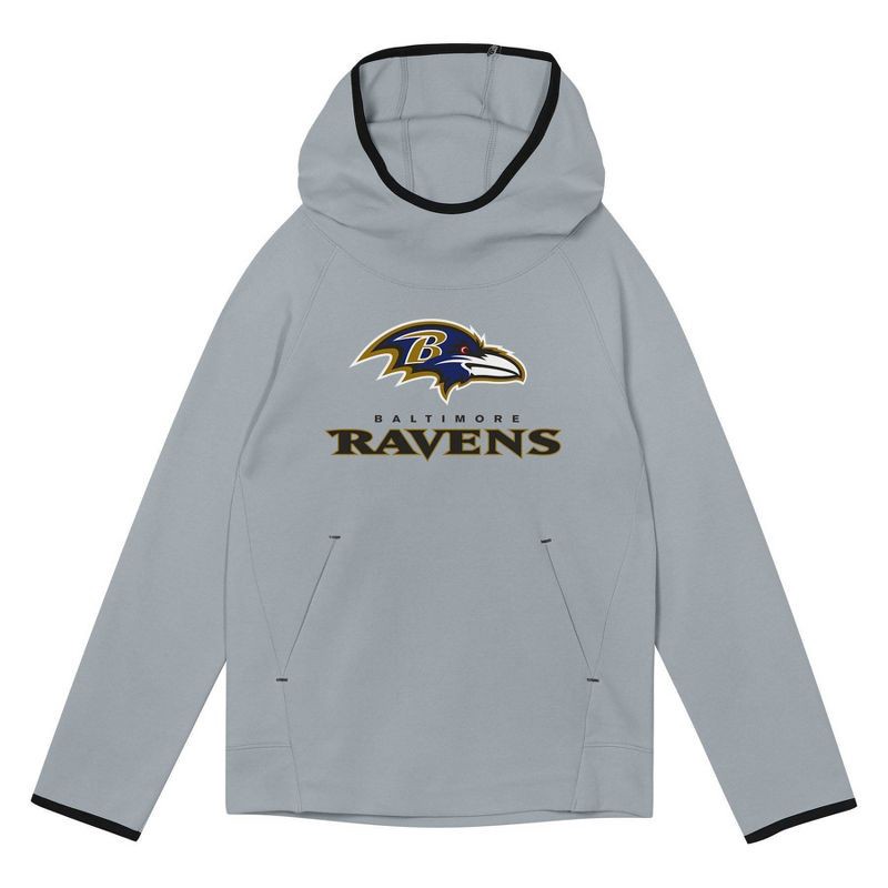 slide 3 of 3, NFL Baltimore Ravens Boys' Gray Performance Hooded Sweatshirt - XS, 1 ct