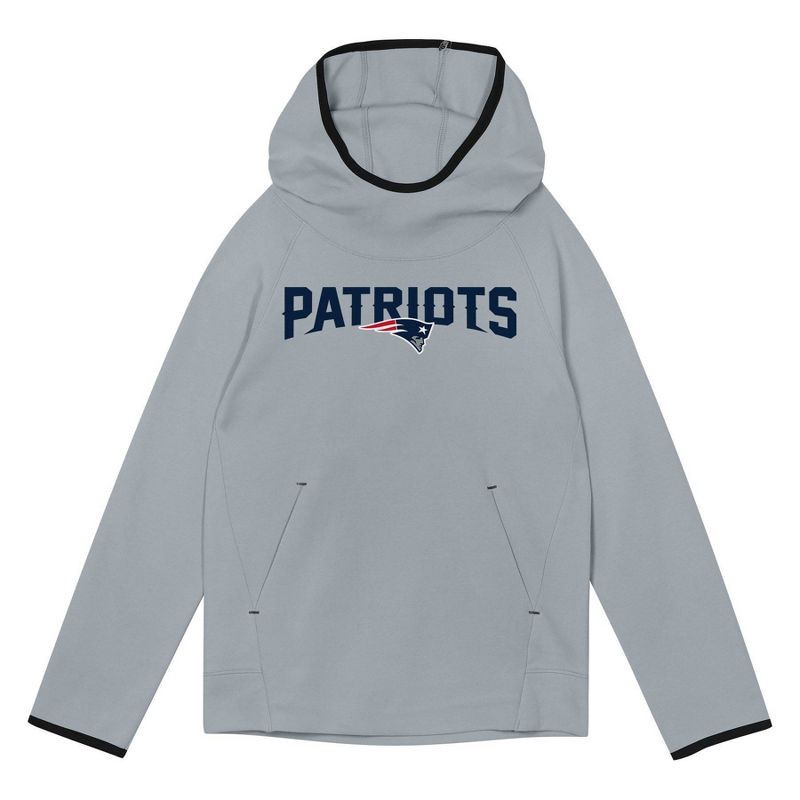 slide 2 of 3, NFL New England Patriots Boys' Gray Performance Hooded Sweatshirt - L, 1 ct