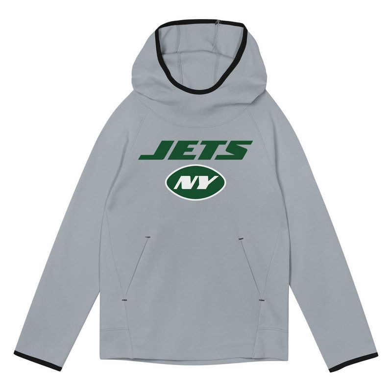 slide 2 of 3, NFL New York Jets Boys' Gray Performance Hooded Sweatshirt - XL, 1 ct