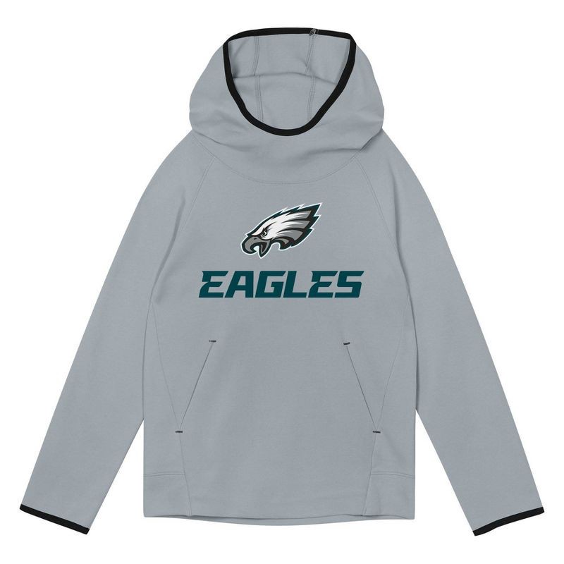 slide 2 of 3, NFL Philadelphia Eagles Boys' Gray Performance Hooded Sweatshirt - S, 1 ct