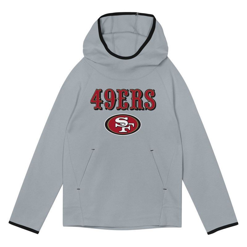 slide 3 of 3, NFL San Francisco 49ers Boys' Gray Performance Hooded Sweatshirt - XL, 1 ct