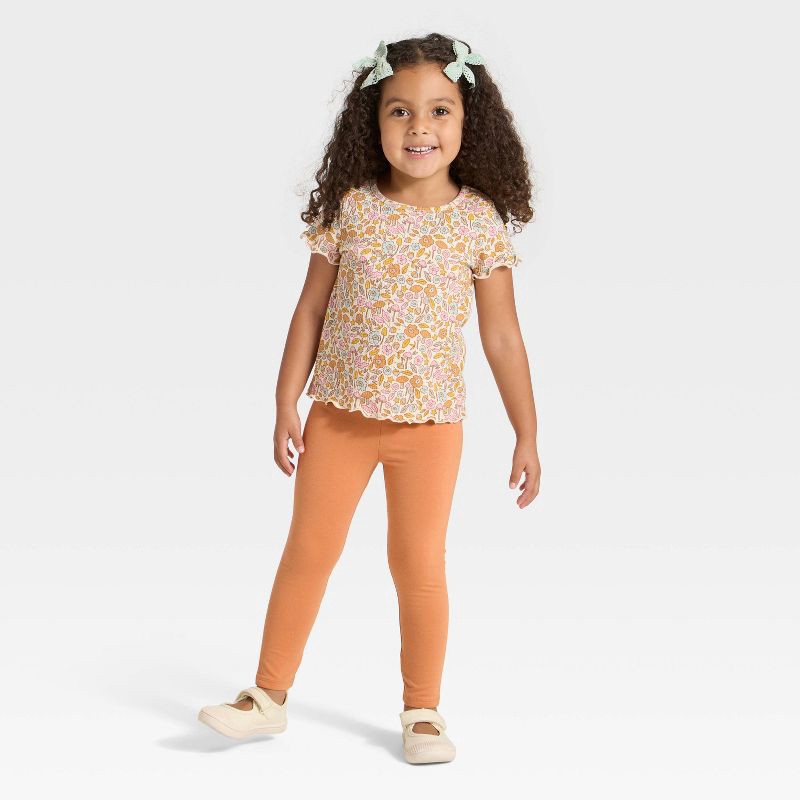 slide 3 of 3, Toddler Girls' Solid Leggings - Cat & Jack™ Copper Orange 4T, 1 ct