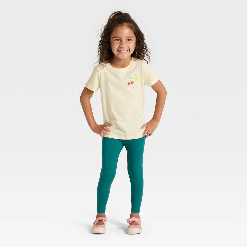 slide 2 of 3, Toddler Girls' Solid Leggings - Cat & Jack™ Teal Green 2T, 1 ct