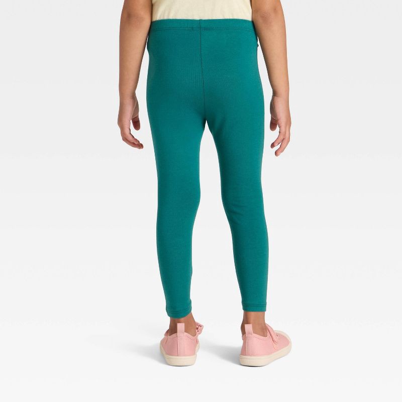 slide 2 of 3, Toddler Girls' Solid Leggings - Cat & Jack™ Teal Green 3T, 1 ct