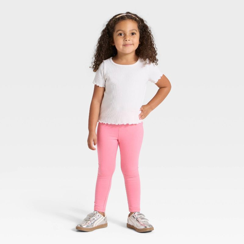 slide 3 of 3, Toddler Girls' Solid Leggings - Cat & Jack™ Medium Pink 2T, 1 ct