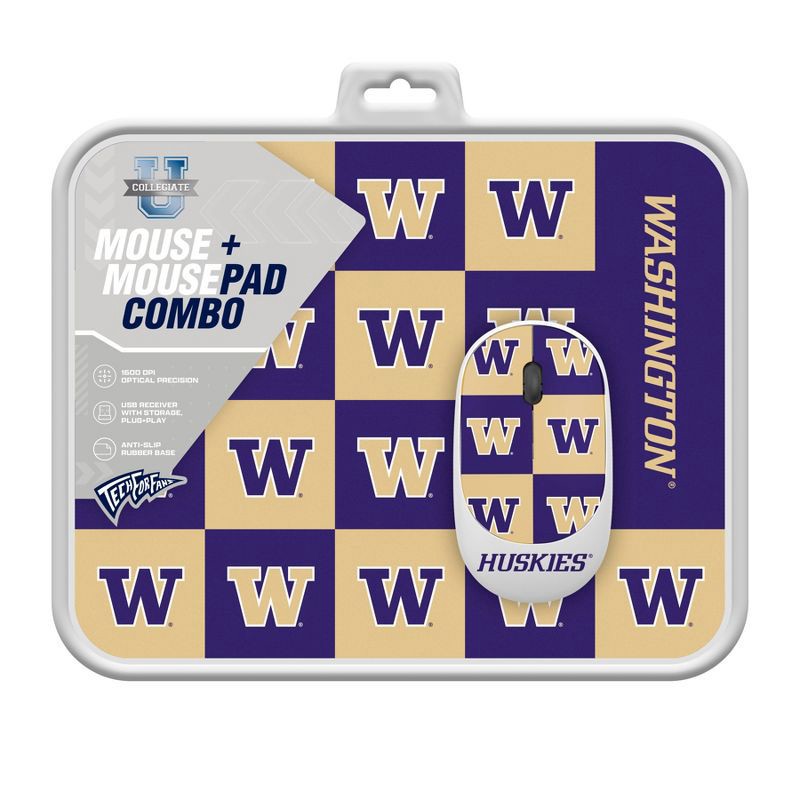 slide 2 of 3, NCAA Washington Huskies Mouse and Mousepad Set, 1 ct