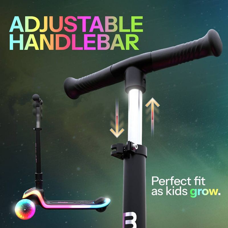 slide 9 of 12, Melo Beam 3 Wheel Kick Scooter with Light Up Wheels - Black, 1 ct