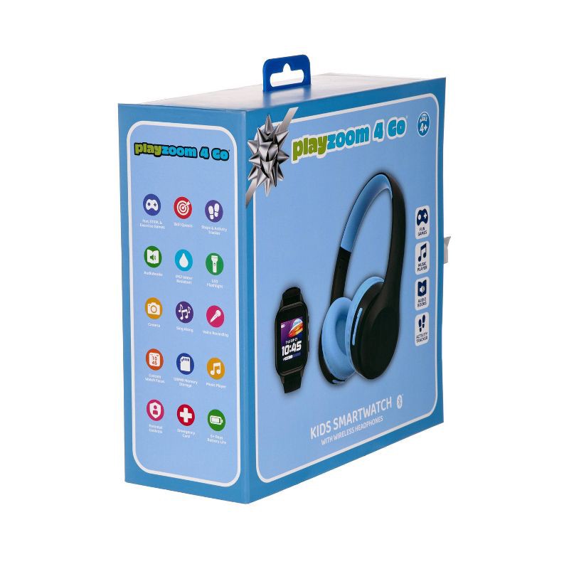 slide 2 of 29, PlayZoom Kids' Smart Watch and Bluetooth Headphone Bundle Gift Set - Black/Blue, 1 ct