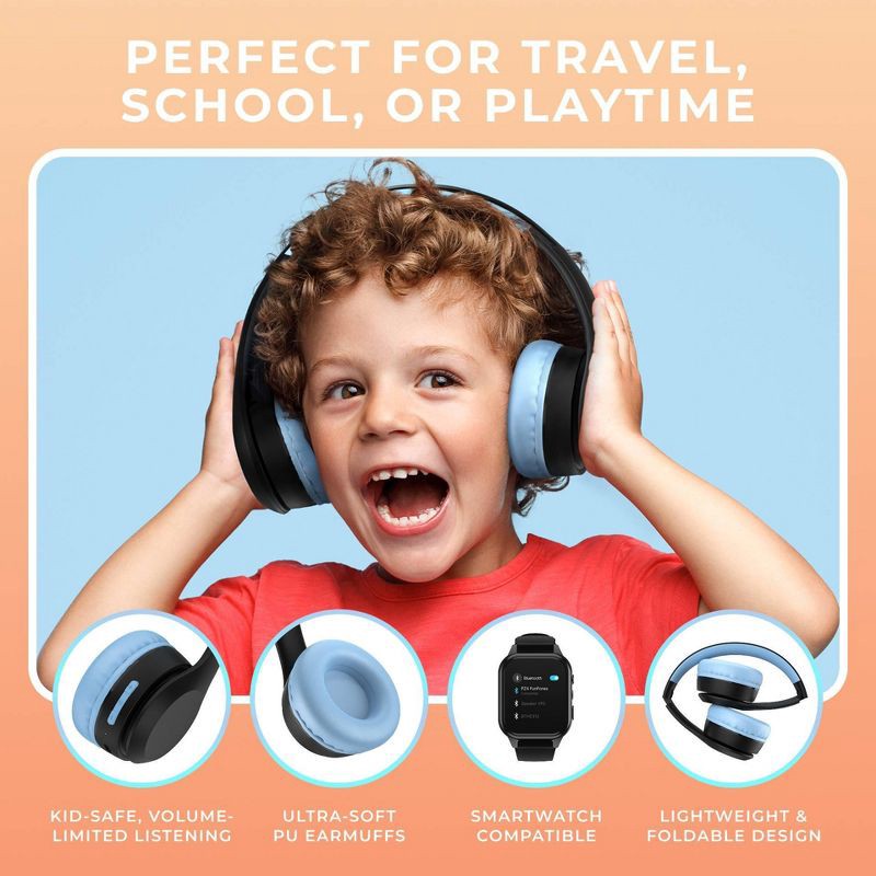 slide 9 of 29, PlayZoom Kids' Smart Watch and Bluetooth Headphone Bundle Gift Set - Black/Blue, 1 ct
