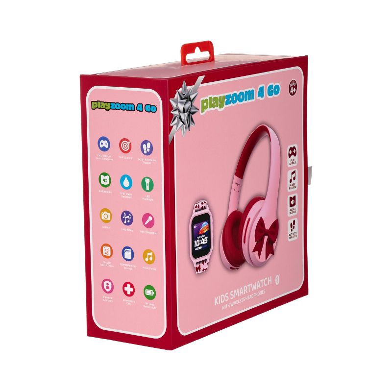 slide 2 of 24, PlayZoom Kids' Smart Watch and Bluetooth Headphone Bundle Gift Set - Pink/Red Bow, 1 ct