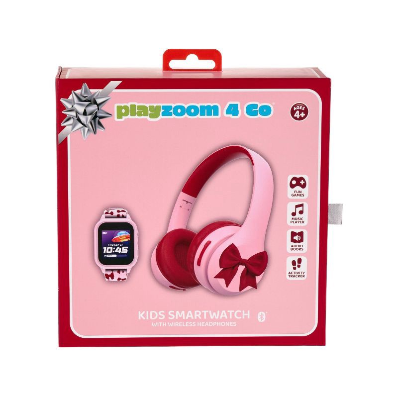 slide 24 of 24, PlayZoom Kids' Smart Watch and Bluetooth Headphone Bundle Gift Set - Pink/Red Bow, 1 ct