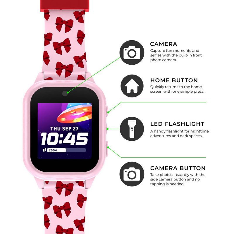slide 6 of 24, PlayZoom Kids' Smart Watch and Bluetooth Headphone Bundle Gift Set - Pink/Red Bow, 1 ct
