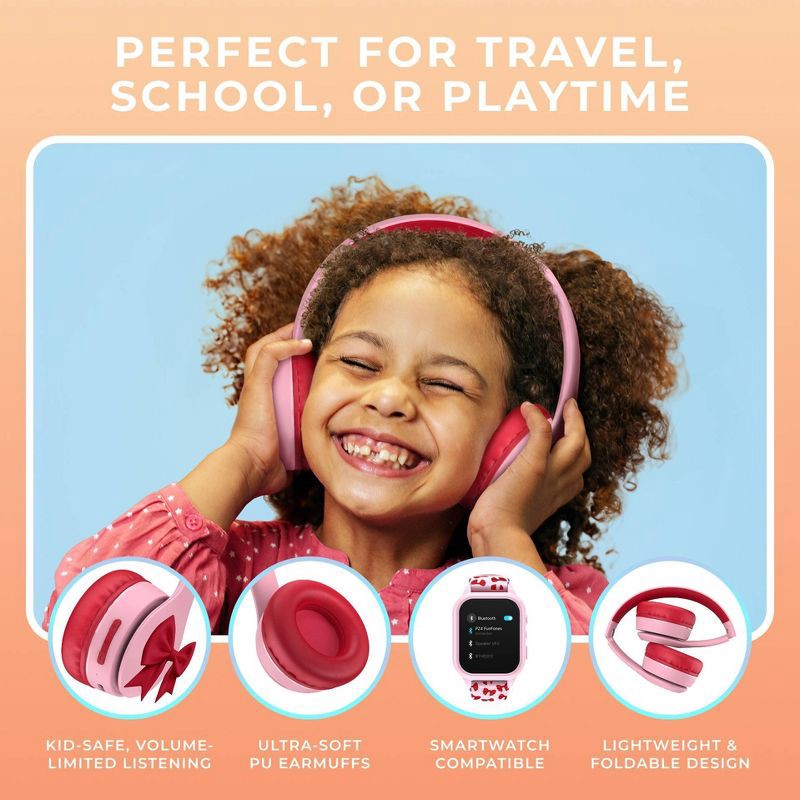 slide 9 of 24, PlayZoom Kids' Smart Watch and Bluetooth Headphone Bundle Gift Set - Pink/Red Bow, 1 ct