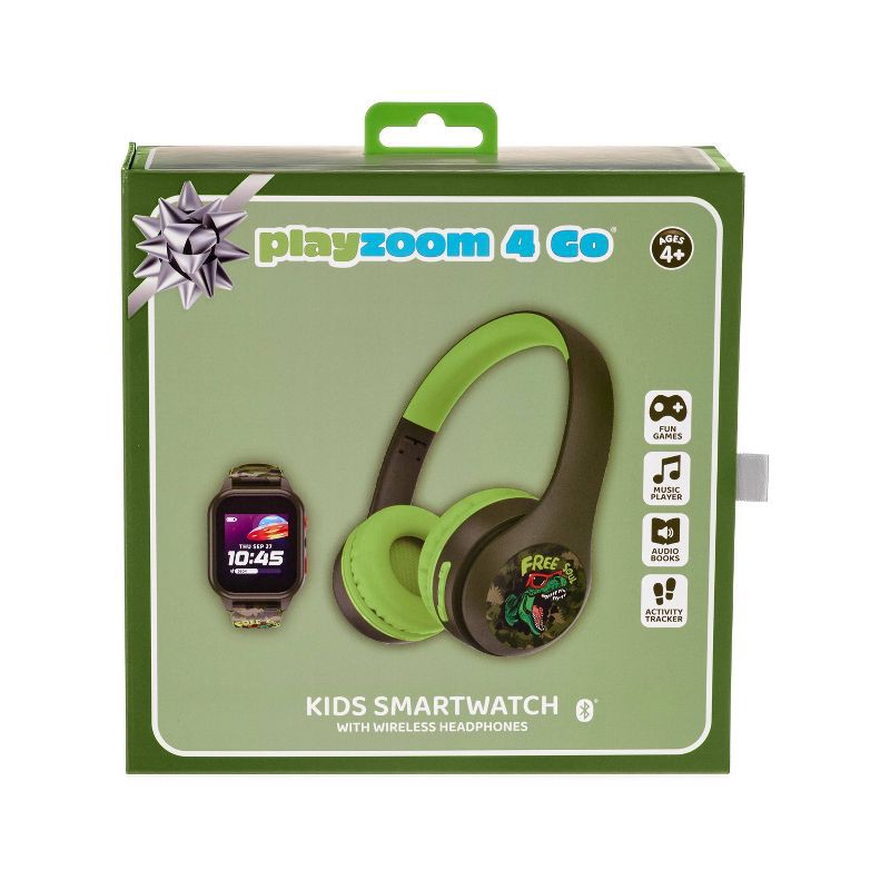 slide 25 of 25, PlayZoom Kids' Smart Watch and Bluetooth Headphone Bundle Gift Set - Dinosaur, 1 ct