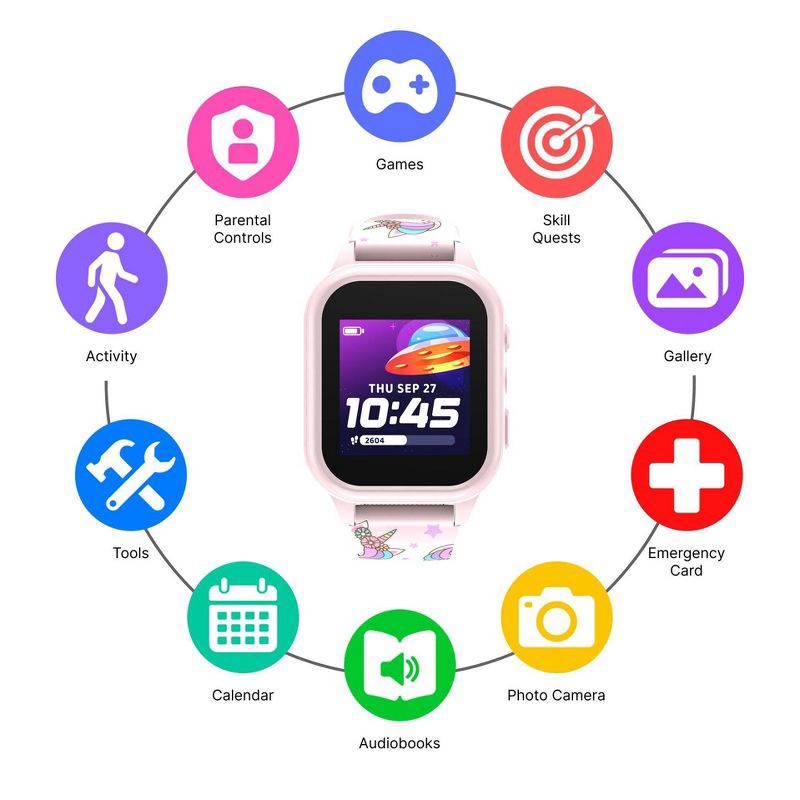 slide 6 of 25, PlayZoom Kids' Smart Watch and Bluetooth Headphone Bundle Gift Set - Unicorn, 1 ct