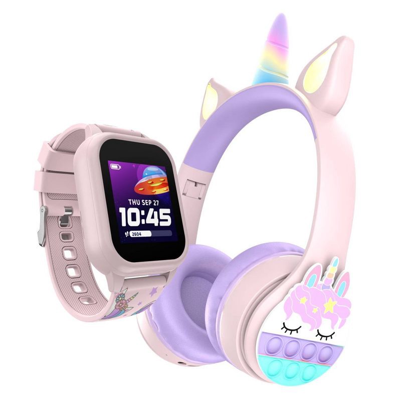 slide 1 of 25, PlayZoom Kids' Smart Watch and Bluetooth Headphone Bundle Gift Set - Unicorn, 1 ct
