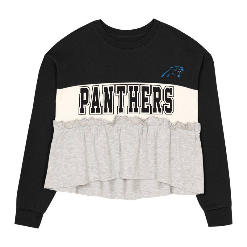 slide 2 of 3, NFL Carolina Panthers Girls' Crew Neck Fleece Sweatshirt - S, 1 ct