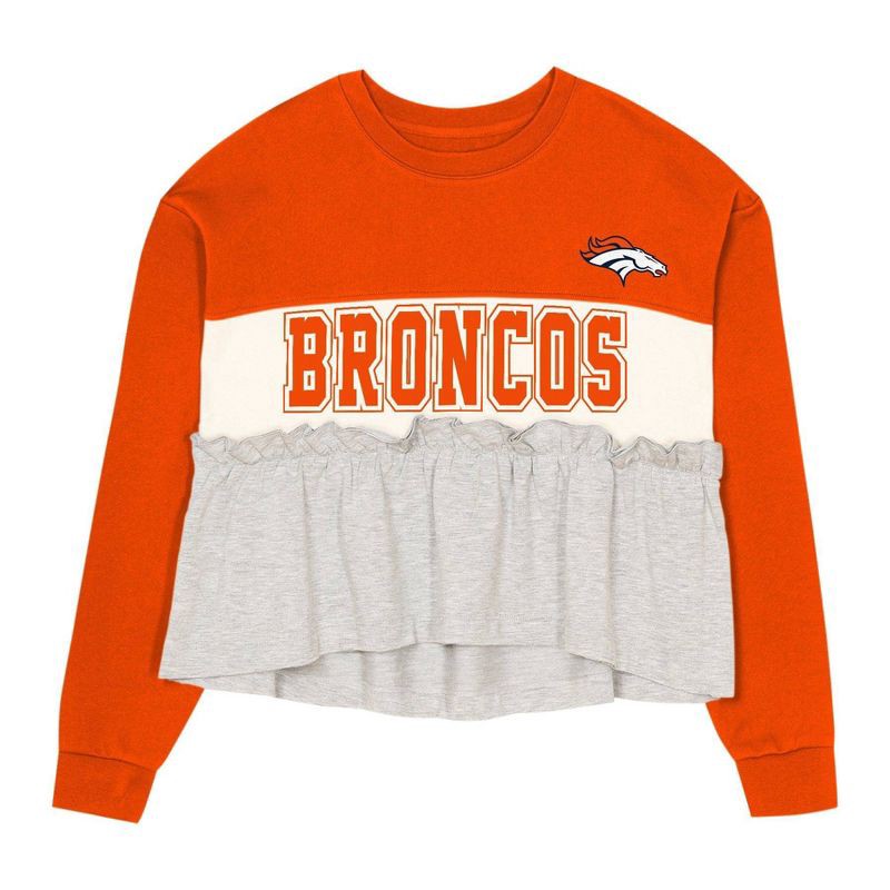 slide 3 of 3, NFL Denver Broncos Girls' Crew Neck Fleece Sweatshirt - S, 1 ct