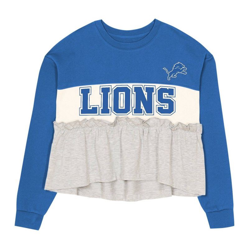 slide 2 of 3, NFL Detroit Lions Girls' Crew Neck Fleece Sweatshirt - XL, 1 ct