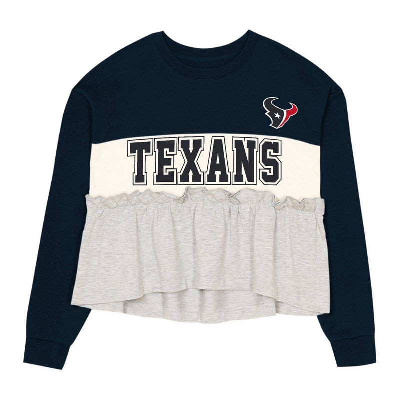 slide 3 of 3, NFL Houston Texans Girls' Crew Neck Fleece Sweatshirt - S, 1 ct
