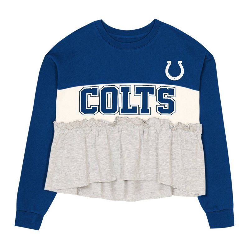 slide 2 of 3, NFL Indianapolis Colts Girls' Crew Neck Fleece Sweatshirt - L, 1 ct