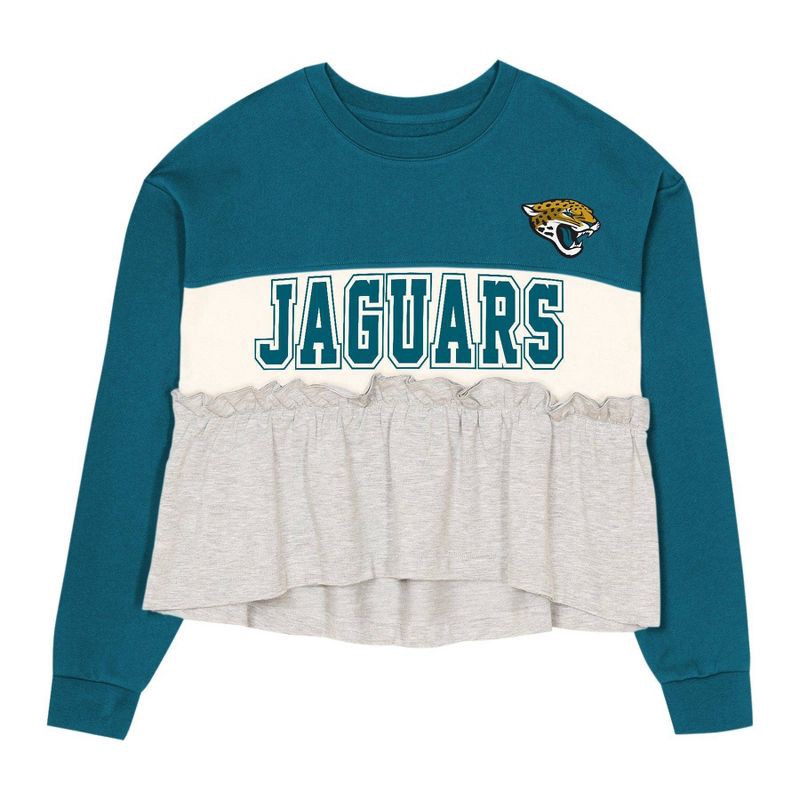 slide 2 of 3, NFL Jacksonville Jaguars Girls' Crew Neck Fleece Sweatshirt - XL, 1 ct